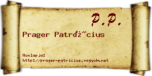 Prager Patrícius névjegykártya